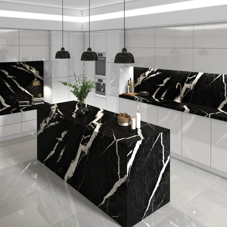   دکوراسیون سرامیک اسلب بوک مچ A مارکویینا(Marquina) مشکی 100*300 برند زیگما 